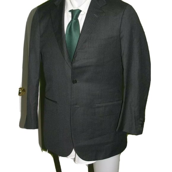 Luciano Barbera Collezione Sartoriale Gray Striped Three Button Suit Jacket 40R
